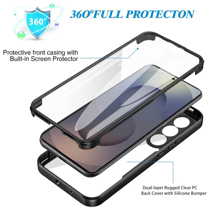 For Samsung Galaxy S26 Ultra Case Acrylic + TPU Clear Phone Cover with PET Screen Film - Black