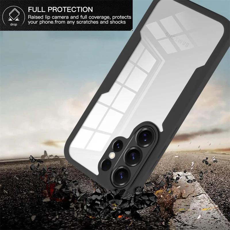 For Samsung Galaxy S26 Ultra Case Acrylic + TPU Clear Phone Cover with PET Screen Film - Black