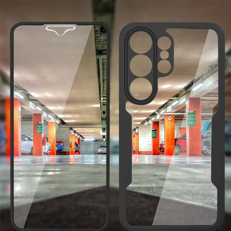 For Samsung Galaxy S26 Ultra Case Acrylic + TPU Clear Phone Cover with PET Screen Film - Black