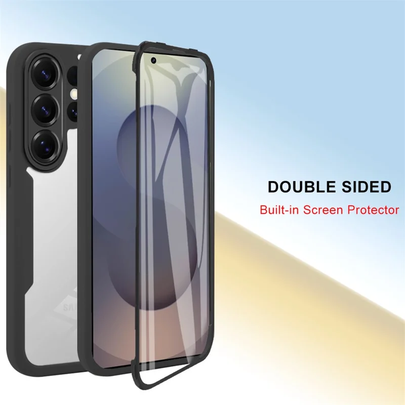 For Samsung Galaxy S26 Ultra Case Acrylic + TPU Clear Phone Cover with PET Screen Film - Black