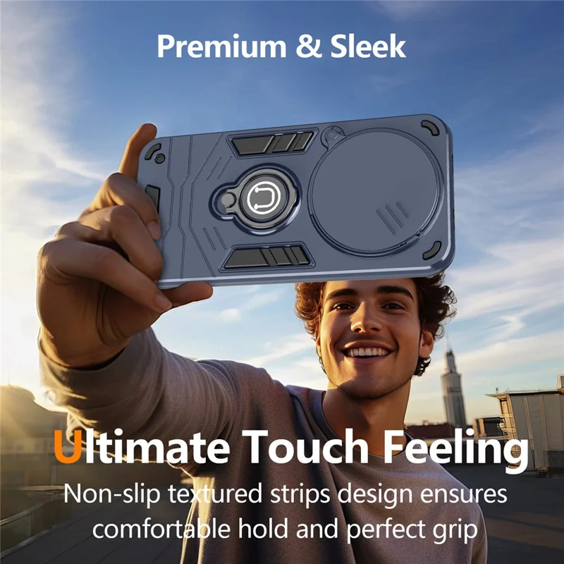 Cover con supporto per Honor X70 5G / X9d 5G / Magic8 Lite 5G, cover per telefono PC + TPU con scudo scorrevole per fotocamera - Blu