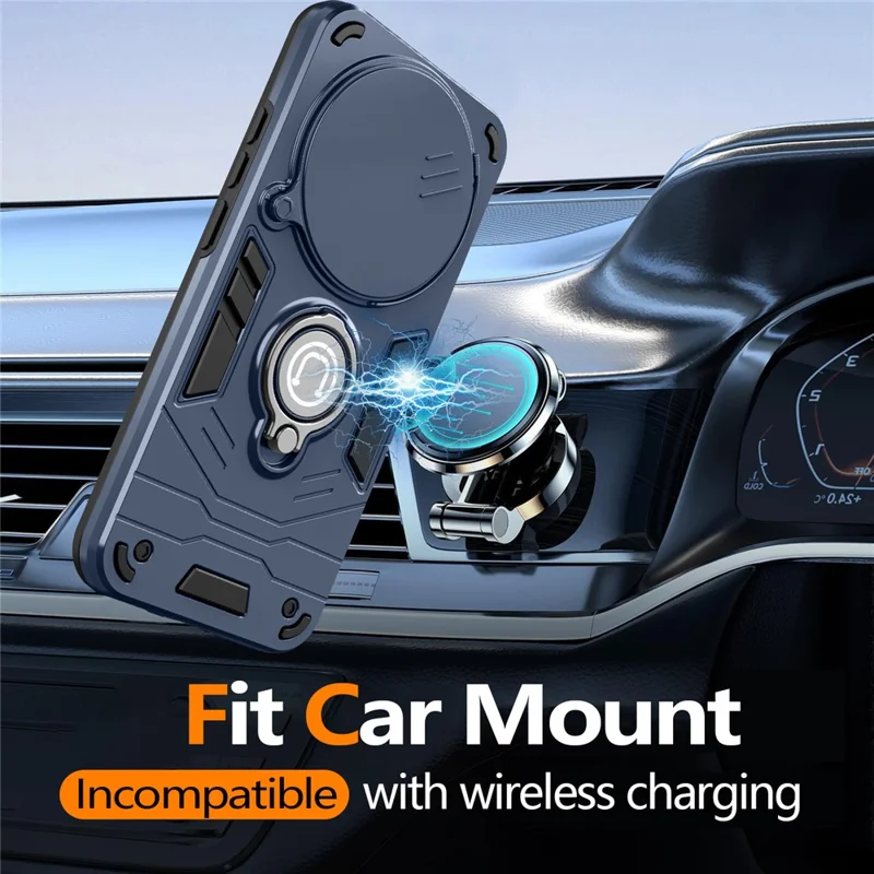 Cover con supporto per Honor X70 5G / X9d 5G / Magic8 Lite 5G, cover per telefono PC + TPU con scudo scorrevole per fotocamera - Blu