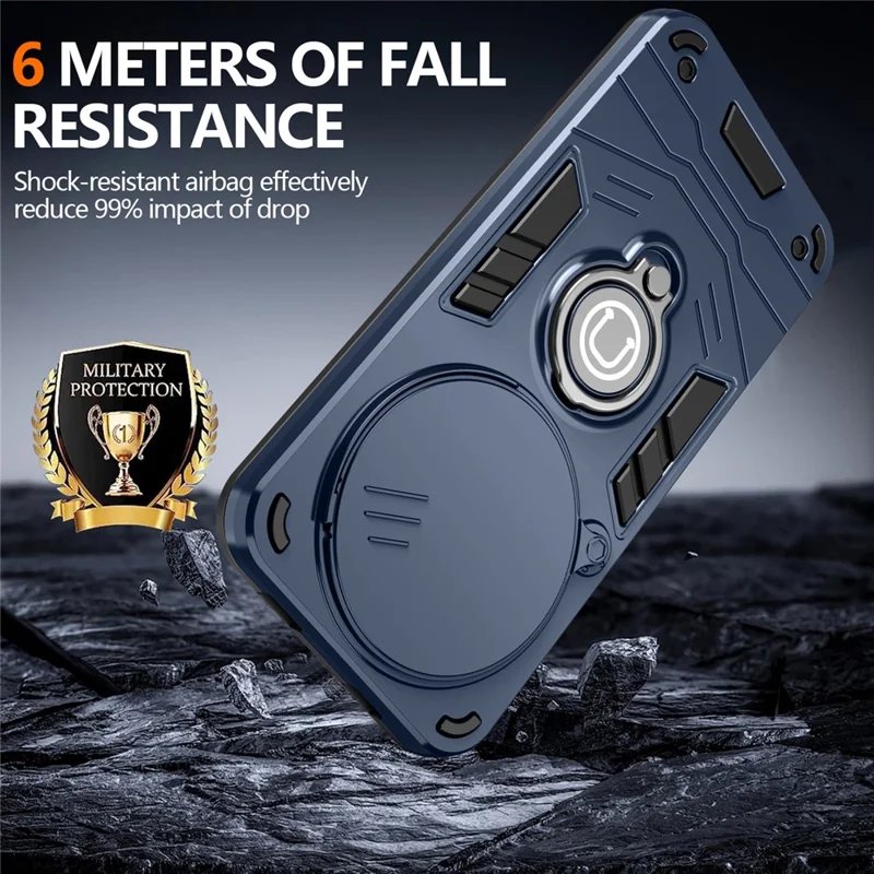 Cover con supporto per Honor X70 5G / X9d 5G / Magic8 Lite 5G, cover per telefono PC + TPU con scudo scorrevole per fotocamera - Blu