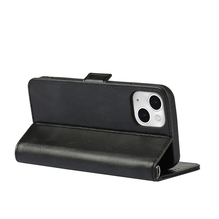 Per iPhone 14 Plus Cover in Pelle a Portafoglio Retrò con Supporto, Chiusura Magnetica, Antiurto e Cinturino - Nero