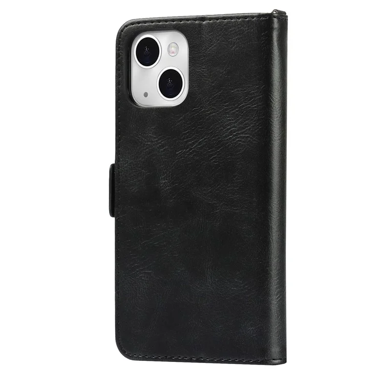 Per iPhone 14 Plus Cover in Pelle a Portafoglio Retrò con Supporto, Chiusura Magnetica, Antiurto e Cinturino - Nero