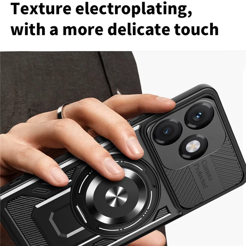 Magnetic Case For Honor X5c 4G  /  X5c Plus 4G  /  Play10A 4G Rotating Kickstand TPU + PC Phone Cover - Black