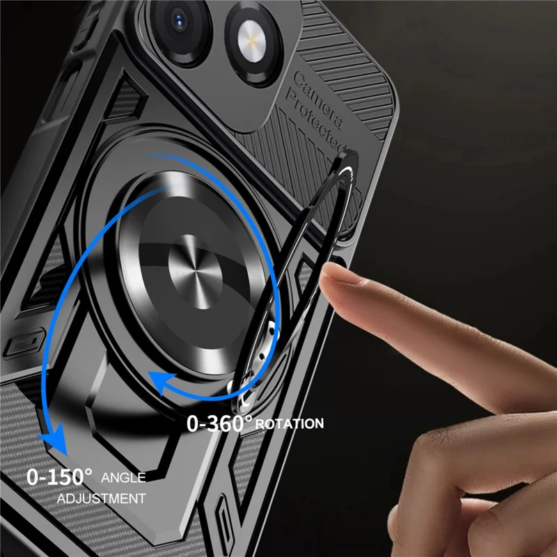 Magnetic Case For Honor X5c 4G  /  X5c Plus 4G  /  Play10A 4G Rotating Kickstand TPU + PC Phone Cover - Black