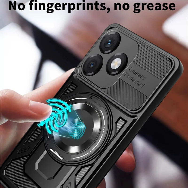 Magnetic Case For Honor X5c 4G  /  X5c Plus 4G  /  Play10A 4G Rotating Kickstand TPU + PC Phone Cover - Black