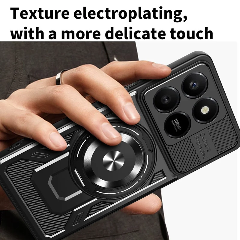 Magnetic Case For Honor 400 Smart 5G  /  400 Smart 4G  /  X7d 4G  /  X7d 5G Rotating Kickstand TPU + PC Phone Cover - Black