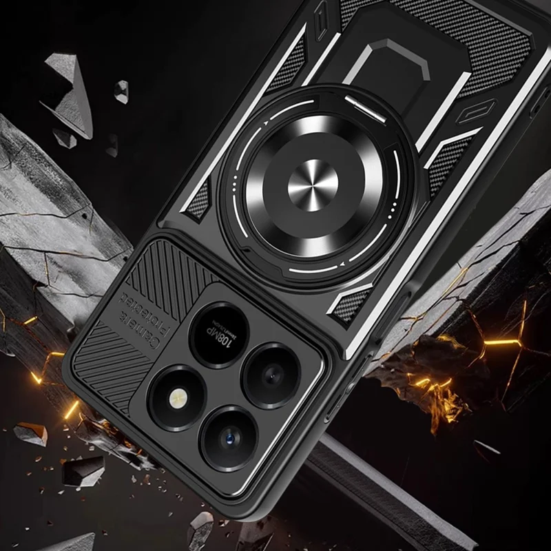 Magnetic Case For Honor 400 Smart 5G  /  400 Smart 4G  /  X7d 4G  /  X7d 5G Rotating Kickstand TPU + PC Phone Cover - Black