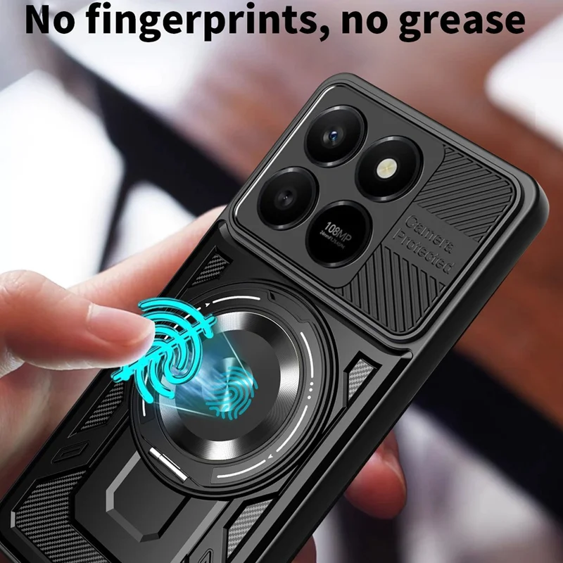 Magnetic Case For Honor 400 Smart 5G  /  400 Smart 4G  /  X7d 4G  /  X7d 5G Rotating Kickstand TPU + PC Phone Cover - Black