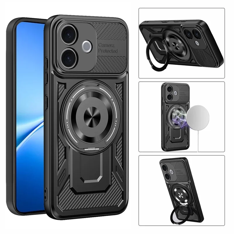 Magnetic Case For vivo V60 Lite 5G  /  V60 Lite 4G Rotating Kickstand TPU + PC Phone Cover - Black