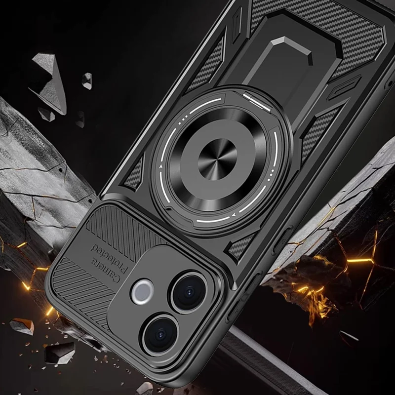 Magnetic Case For vivo V60 Lite 5G  /  V60 Lite 4G Rotating Kickstand TPU + PC Phone Cover - Black