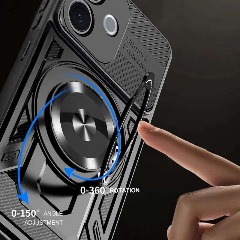 Magnetic Case For vivo V60 Lite 5G  /  V60 Lite 4G Rotating Kickstand TPU + PC Phone Cover - Black