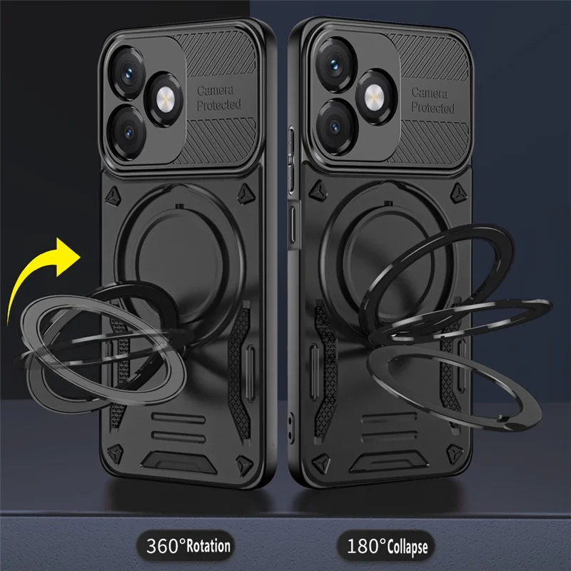 Magnetic Case For Honor X5c Plus 4G  /  X5c 4G  /  Play10A 4G Shockproof TPU + PC Phone Back Cover with Kickstand - Black