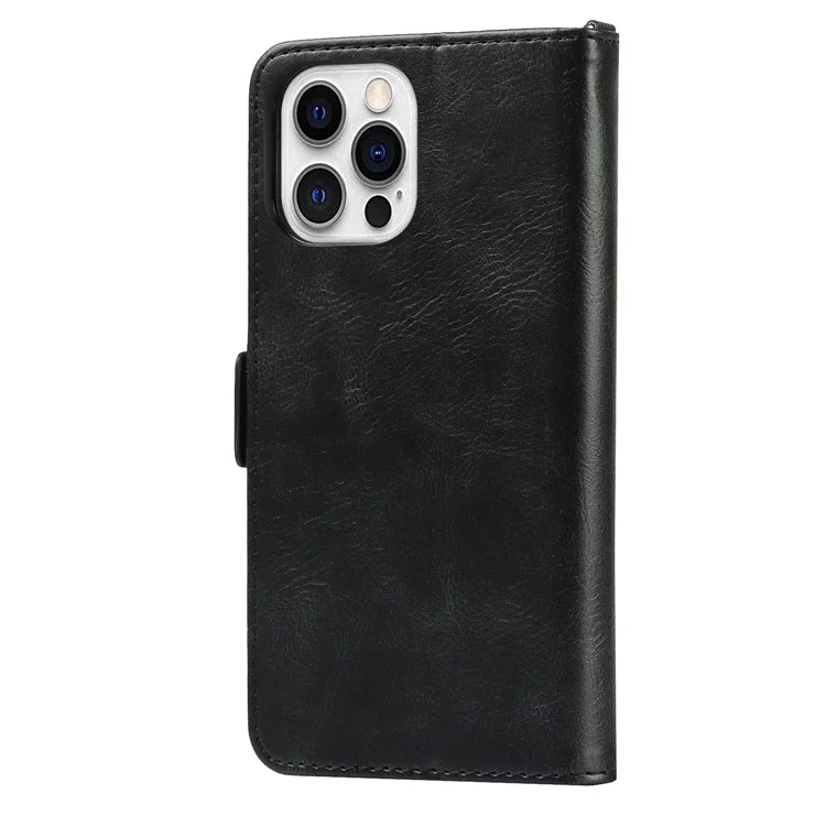 Para Iphone 14 Pro Max Anti-scratch Telephone Case de la Billetera Retro Soporte Magnético Magnetic Trop de Cuero Flip Flip Telephip Con Correa - Negro
