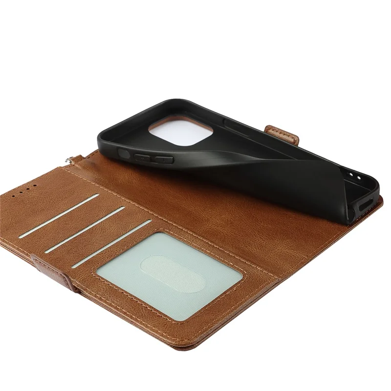 For iPhone 14 Pro Max Anti-scratch Phone Case Retro Wallet Stand Magnetic Clasp Drop Proof Flip Leather Phone Cover with Strap - Brown