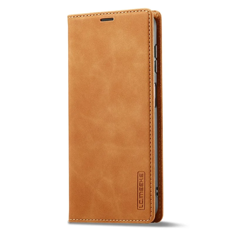 LC.IMEEKE For Samsung Galaxy S26+ Case Wallet Microfiber Leather Phone Cover - Brown