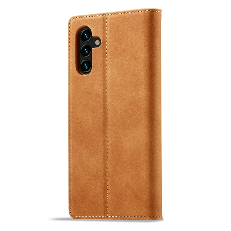LC.IMEEKE For Samsung Galaxy S26+ Case Wallet Microfiber Leather Phone Cover - Brown