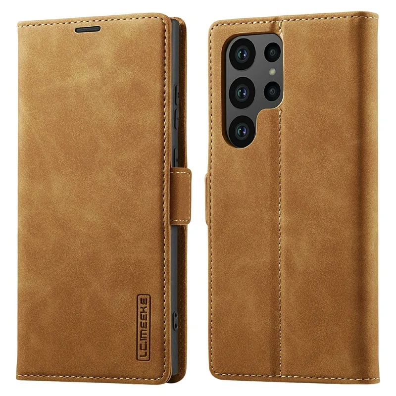 LC.IMEEKE For Samsung Galaxy S26 Ultra Case Wallet Microfiber Leather Phone Cover - Brown