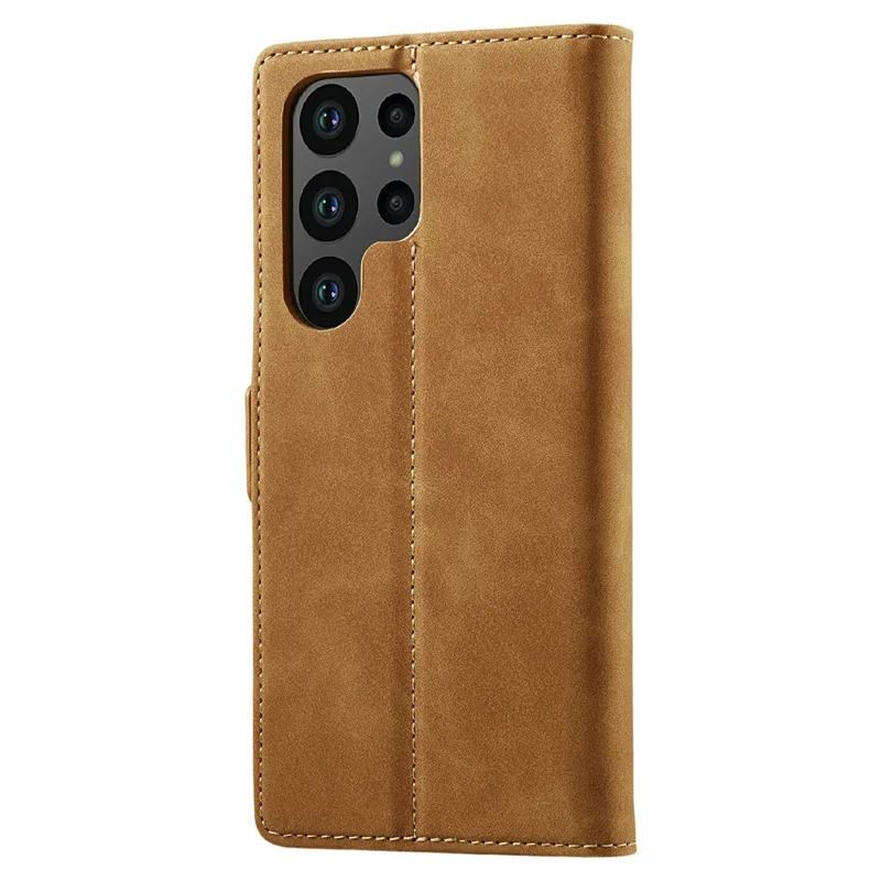 LC.IMEEKE For Samsung Galaxy S26 Ultra Case Wallet Microfiber Leather Phone Cover - Brown