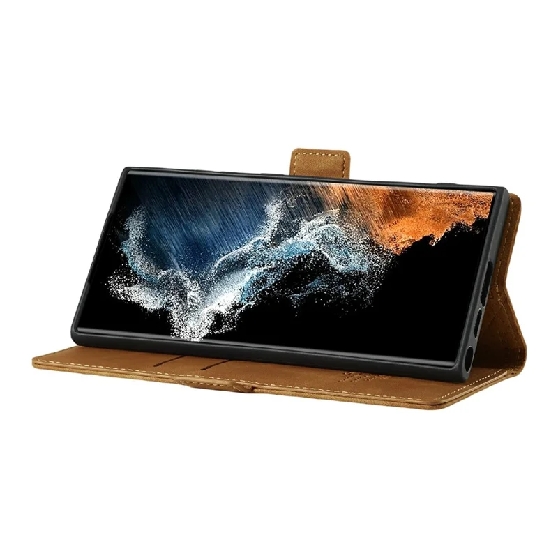 LC.IMEEKE For Samsung Galaxy S26 Ultra Case Wallet Microfiber Leather Phone Cover - Brown