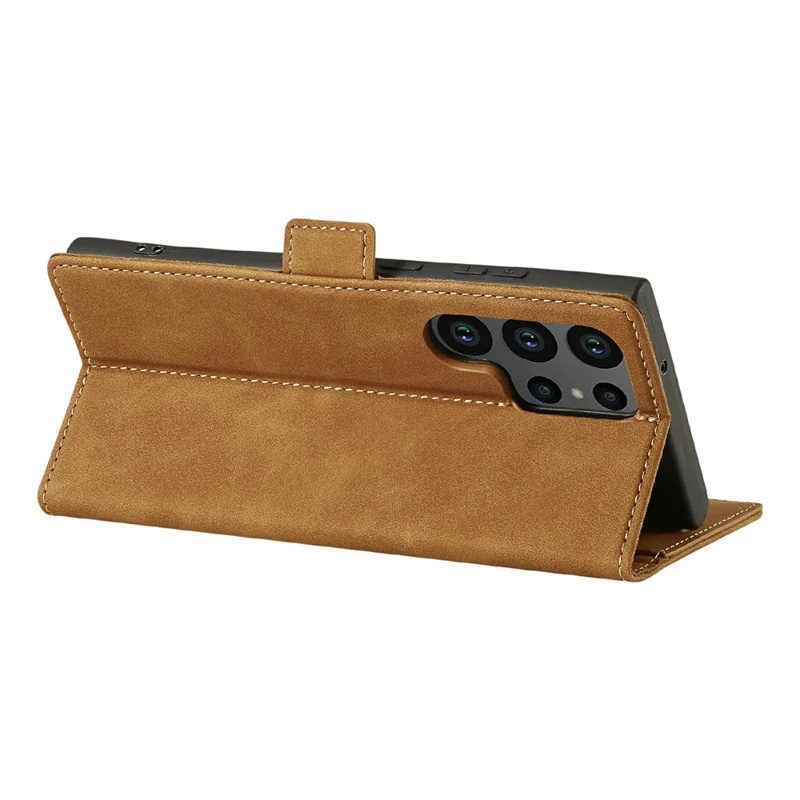 LC.IMEEKE For Samsung Galaxy S26 Ultra Case Wallet Microfiber Leather Phone Cover - Brown