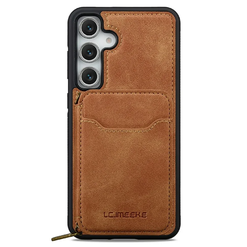 LC.IMEEKE L6 For Samsung Galaxy A57 Magnetic Case Detachable Zipper Wallet Leather Coated PC + TPU Phone Cover - Brown
