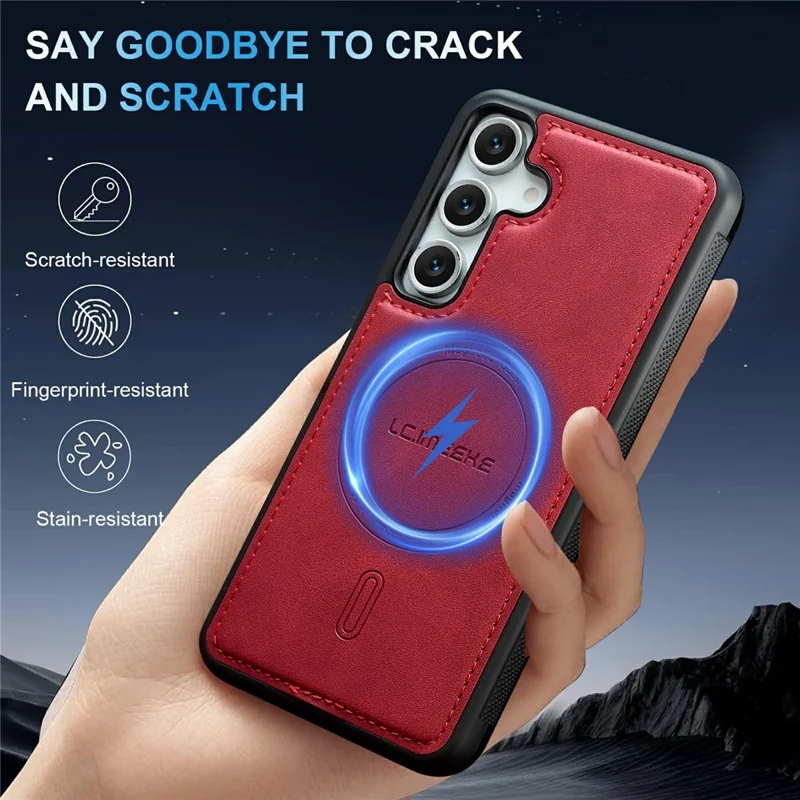 LC.IMEEKE L6 For Samsung Galaxy S26 / S26 Pro Magnetic Case PU Leather Coated PC TPU Phone Cover - Red
