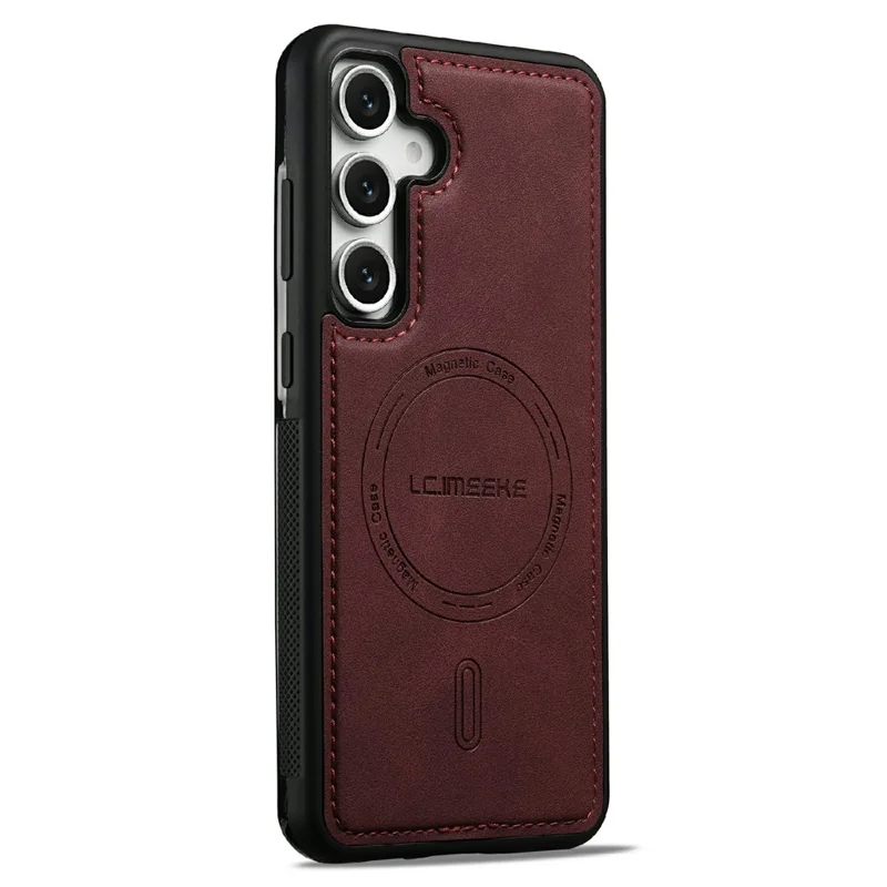 LC.IMEEKE L6 For Samsung Galaxy S26+ Magnetic Case PU Leather Coated PC TPU Phone Cover - Red