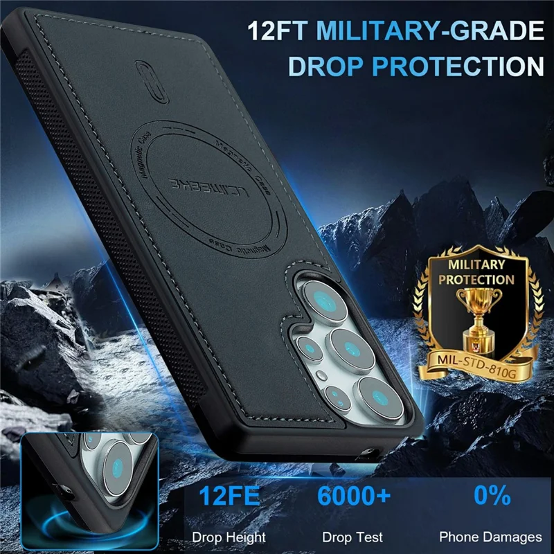 LC.IMEEKE L6 para Samsung Galaxy S26 Ultra Funda Magnética con Revestimiento de Cuero PU Carcasa de Teléfono TPU PC - Negro