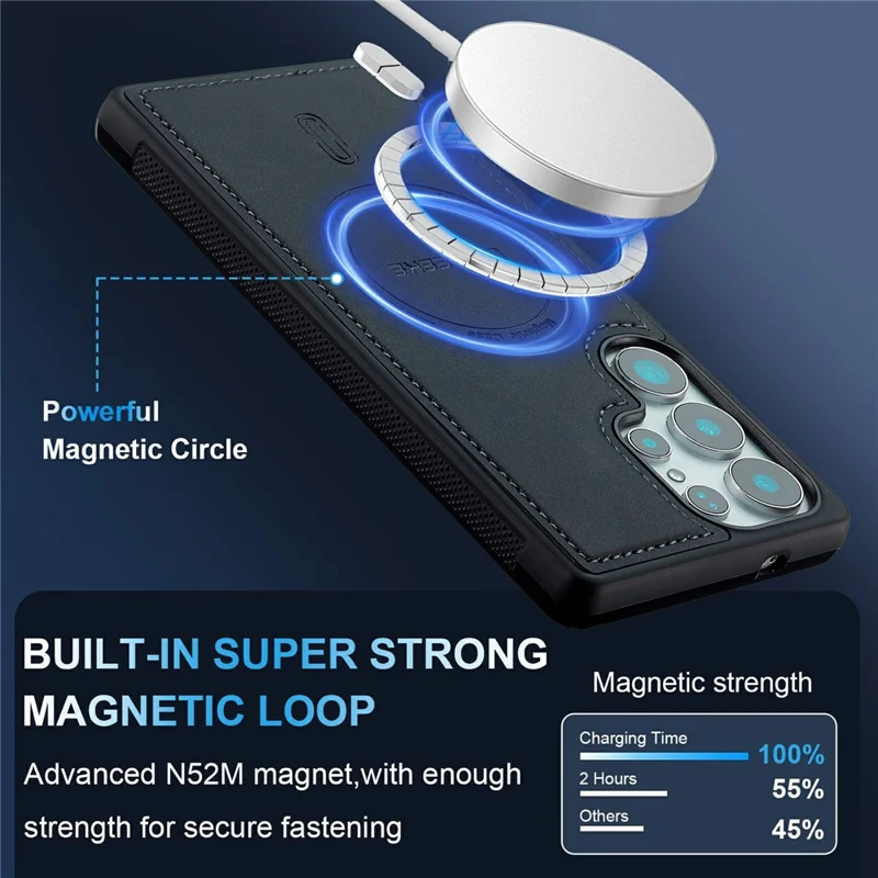 LC.IMEEKE L6 para Samsung Galaxy S26 Ultra Funda Magnética con Revestimiento de Cuero PU Carcasa de Teléfono TPU PC - Negro