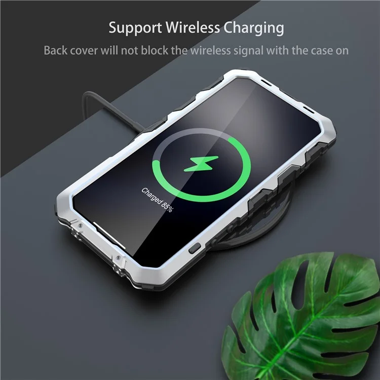 R-just Anti-drop Phone Case Для Iphone 14 Pro Max, Силикон + Металлический Устойчивый - Серебряный