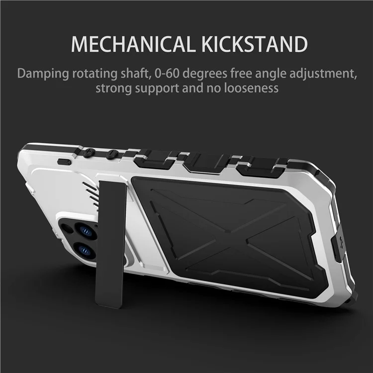 R-just Anti-drop Phone Case Для Iphone 14 Pro Max, Силикон + Металлический Устойчивый - Серебряный
