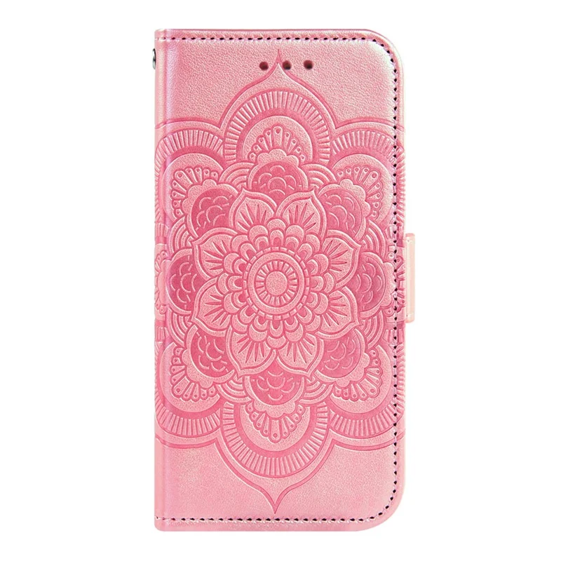 For Samsung Galaxy S25 Edge Case Peony Imprinted  TPU PU Leather Wallet Phone Cover with Wrist Strap - Rose Gold