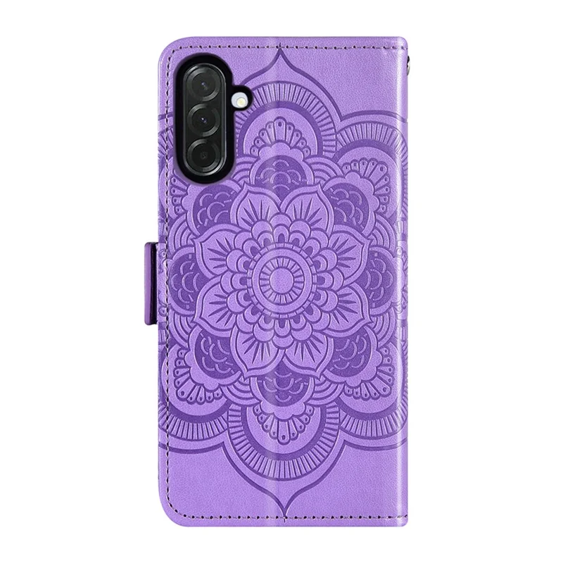 For Samsung Galaxy A56 5G Case Peony Imprinted  TPU PU Leather Wallet Phone Cover with Wrist Strap - Purple