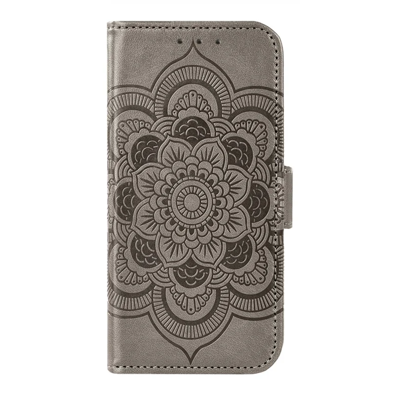 For Samsung Galaxy A36 5G Case Peony Imprinted  TPU PU Leather Wallet Phone Cover with Wrist Strap - Grey