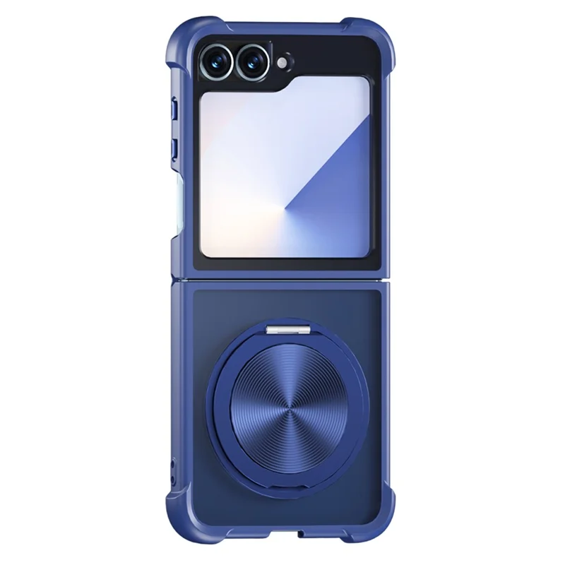 For Samsung Galaxy Z Flip5 5G Magnetic Case CD Vein Kickstand TPU + PC Phone Cover - Dark Blue