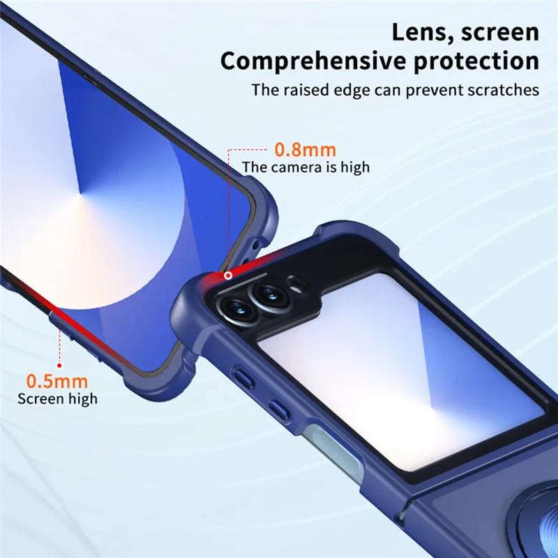 For Samsung Galaxy Z Flip5 5G Magnetic Case CD Vein Kickstand TPU + PC Phone Cover - Dark Blue