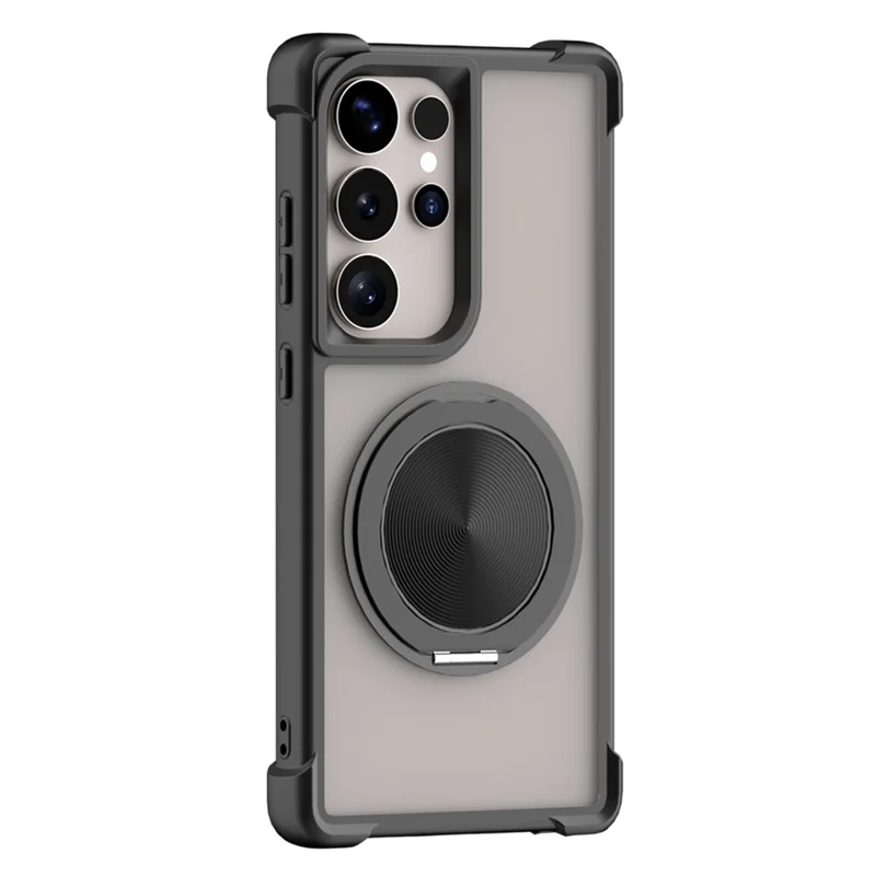 For Samsung Galaxy S26 Ultra Magnetic Case CD Vein Kickstand TPU + PC Phone Cover - Black