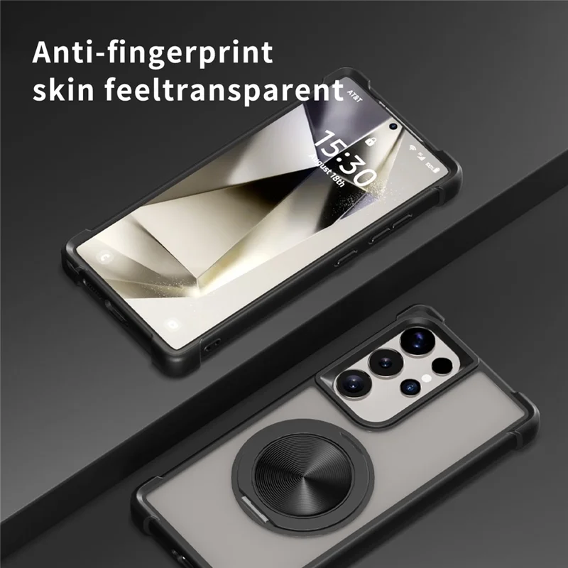 For Samsung Galaxy S26 Ultra Magnetic Case CD Vein Kickstand TPU + PC Phone Cover - Black