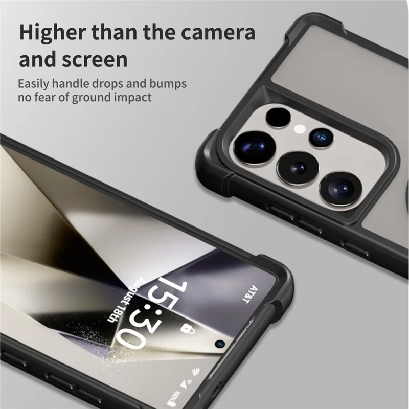 For Samsung Galaxy S26 Ultra Magnetic Case CD Vein Kickstand TPU + PC Phone Cover - Black