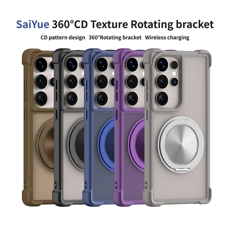 For Samsung Galaxy S26 Ultra Magnetic Case CD Vein Kickstand TPU + PC Phone Cover - Black