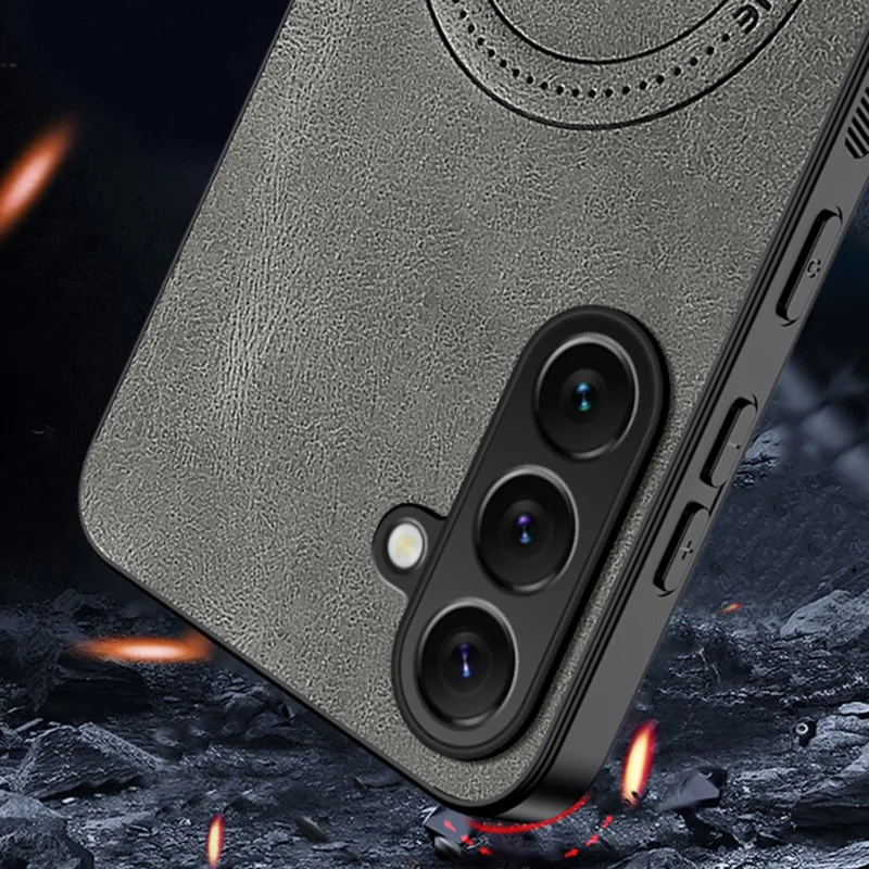 For Samsung Galaxy A37 Magnetic Case Nappa Texture PU Leather TPU Phone Back Cover - Black