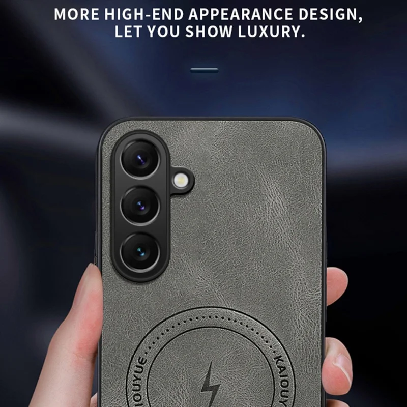 For Samsung Galaxy S26+ Magnetic Case Nappa Texture PU Leather TPU Phone Back Cover - Grey