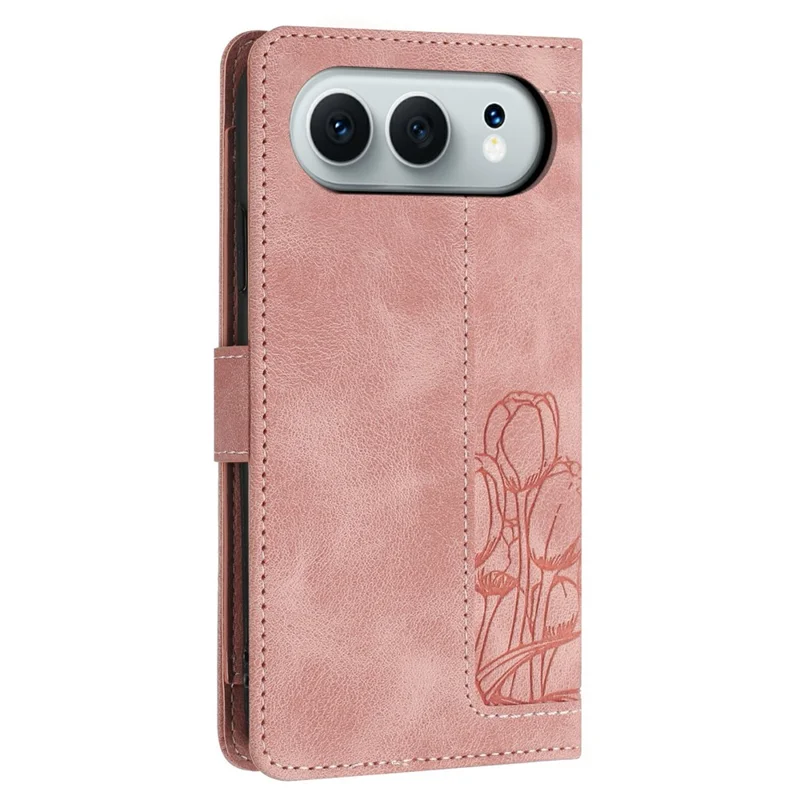 For Honor 500 5G / 500 Pro 5G Wallet Case with 5 Card Slot / Wrist Strap, Tulip Pattern Imprint Leather Phone Cover - Pink