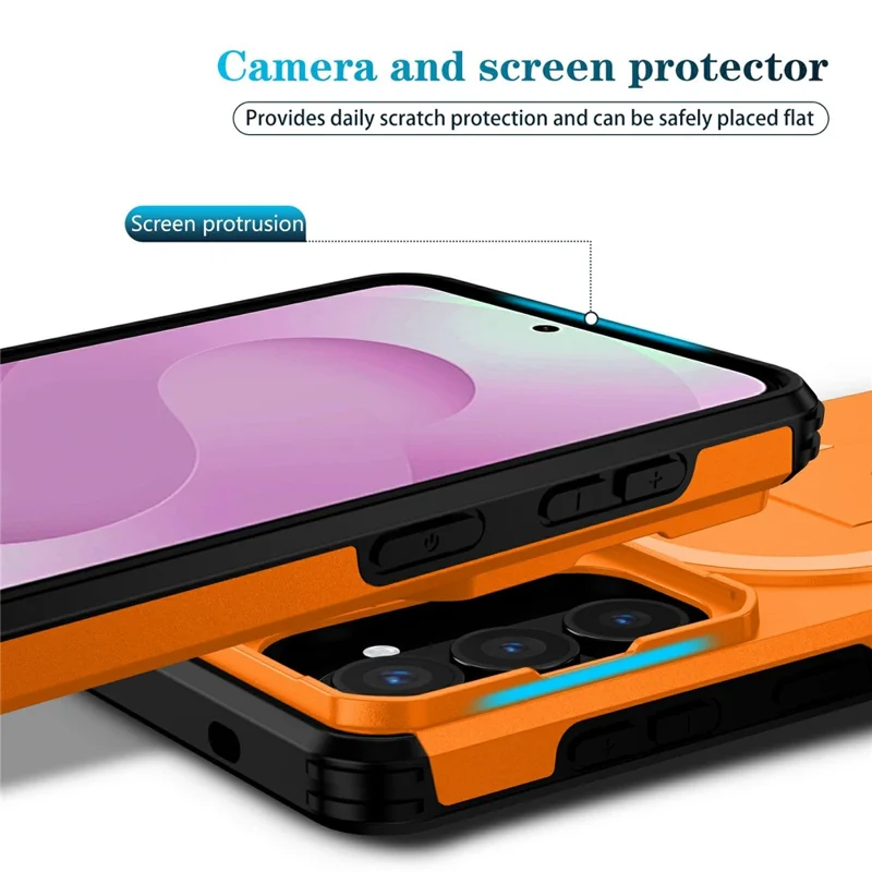 For Samsung Galaxy S26 / S26 Pro Magnetic Case Kickstand Camera Slider PC + TPU Phone Cover - Orange