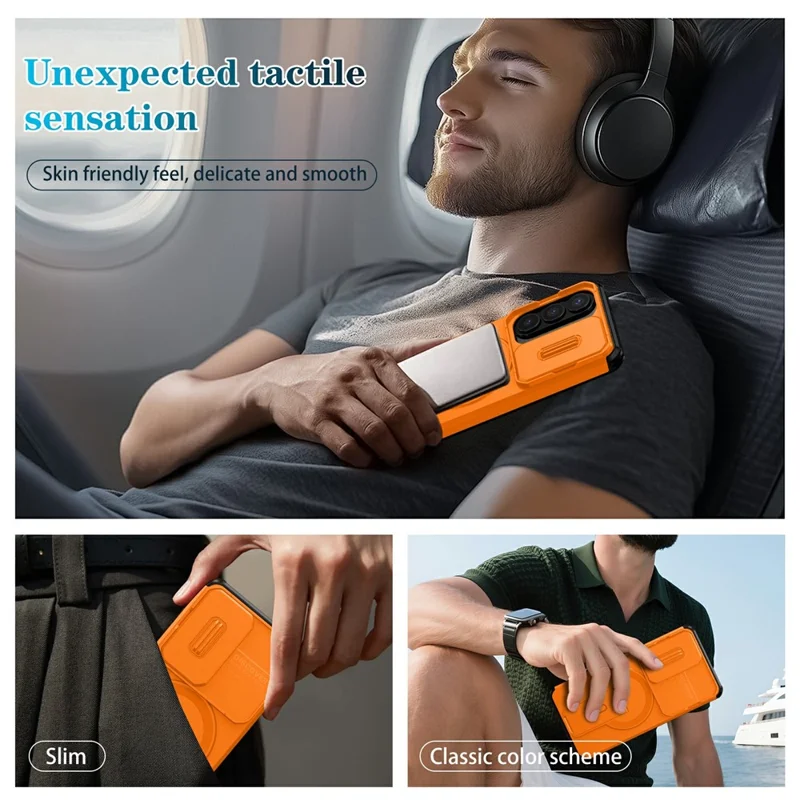 For Samsung Galaxy S26 / S26 Pro Magnetic Case Kickstand Camera Slider PC + TPU Phone Cover - Orange