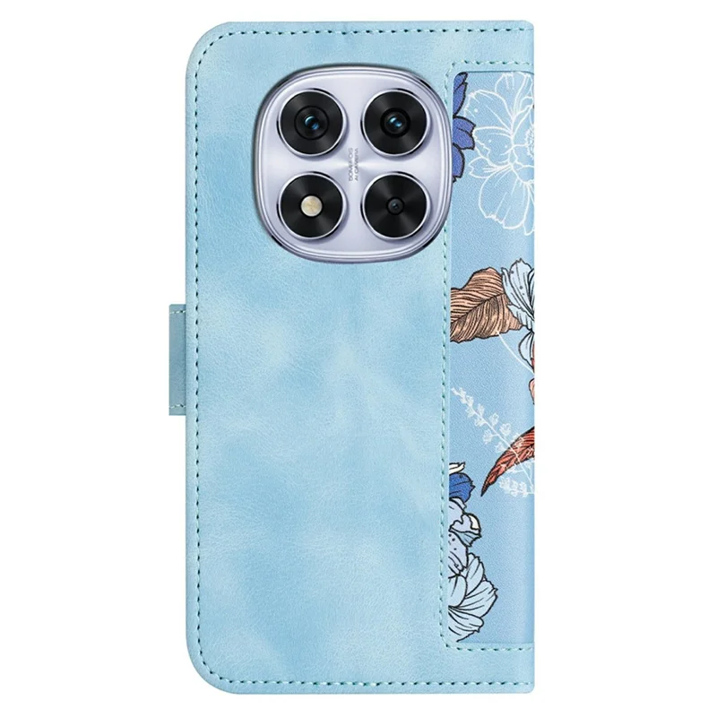 For Xiaomi Redmi Note 15 Pro 4G (Global) Case PU Leather Floral Phone Cover with Card Slots - Baby Blue
