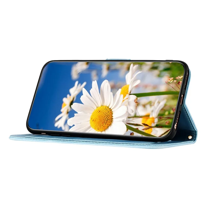 For Xiaomi Redmi Note 15 Pro 4G (Global) Case PU Leather Floral Phone Cover with Card Slots - Baby Blue